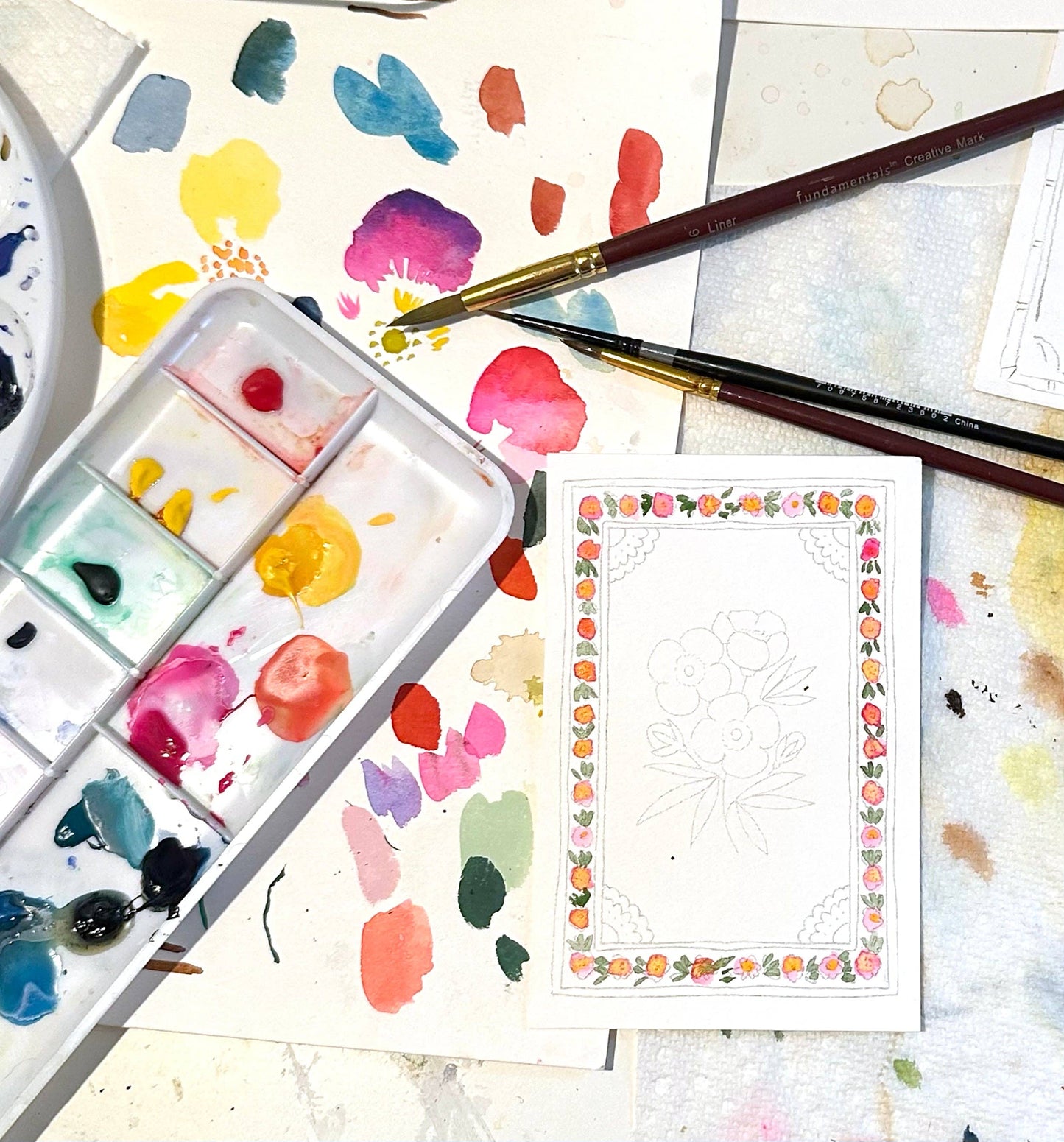 Mini Watercolour Painting Kit: Flowers